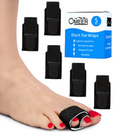 Omeer 5 Pack Black Hammer Toe Corrector Toe Splint For Broken Toes are Washable and Reusable Toe Wraps For Injured Toes